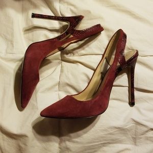 Zara suede and snake print heels